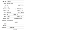 CD6203 Baldor DC Motors Nameplate
