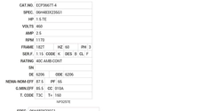 ECP3667T-4 Baldor AC Motors Nameplate