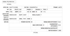 EM44304TS-4 Baldor AC Motors Nameplate