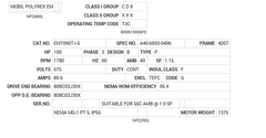 EM7090T-I-5 Baldor AC Motors Nameplate