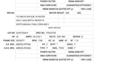 SUM72504SM-4 Baldor AC Motors Nameplate